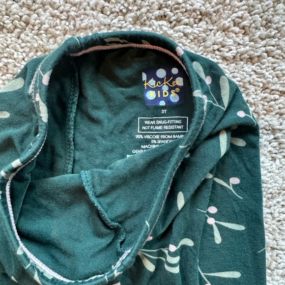 Kickee Pants Pajamas Holiday Christmas Pj's Pine Mistletoe long sleeve kimono 3T - Picture 9 of 11